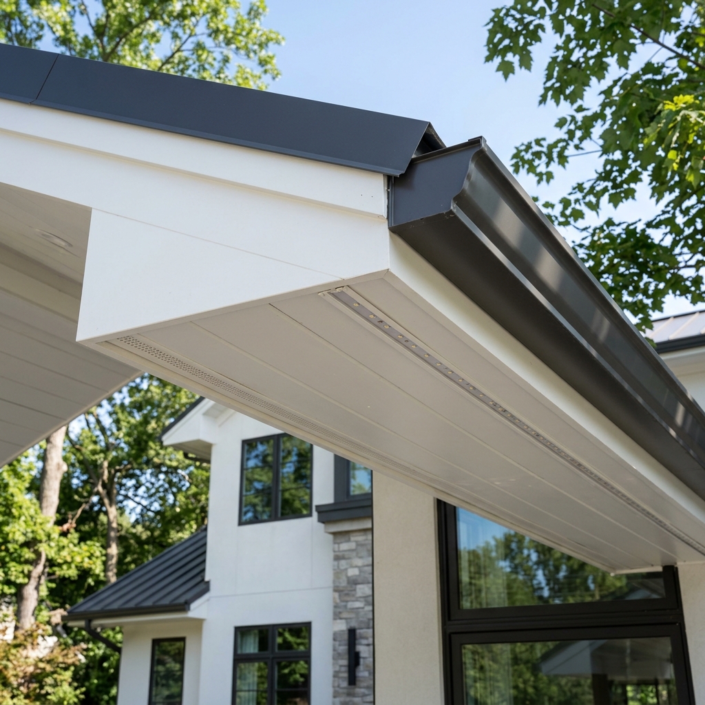 Invisible Color-Matched Track Under Eave